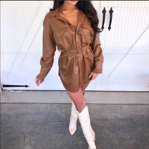 ZARA leather jacket with belt/tie